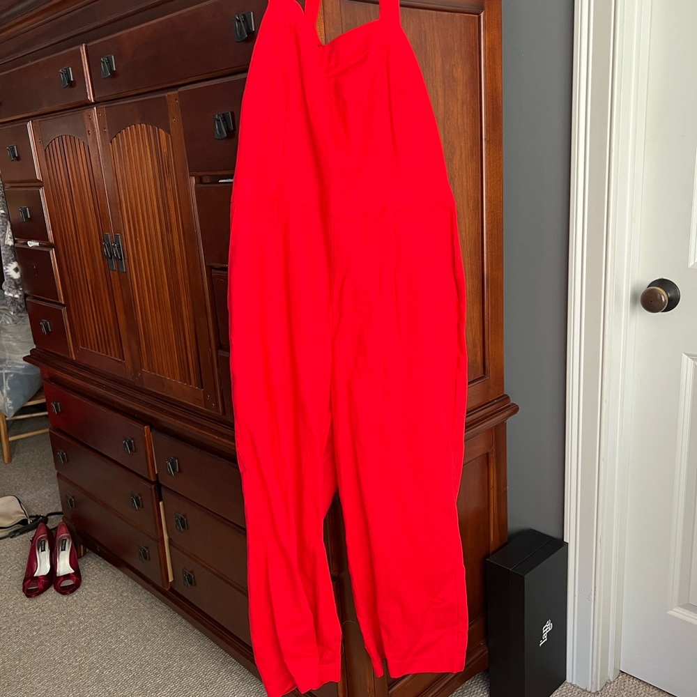 Boden Red linen blend pant suit size 10P